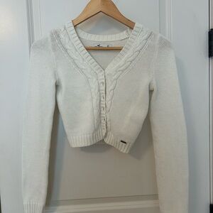 Hollister White Cardigan Cropped